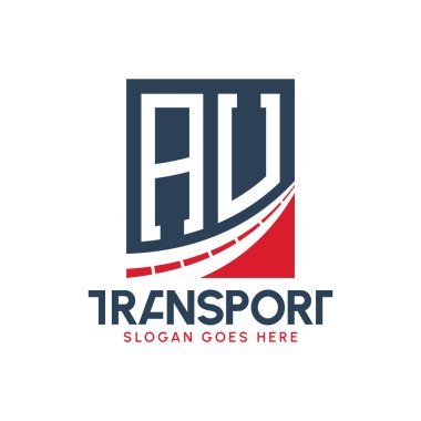 Mektup AU Taşımacılık Logosu Tasarımı. Modern AU Kargo Logosu, Ulaştırma Şirketi ve Filo İşletmeleri