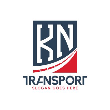 Harf KN Nakliye Logosu Tasarımı. Modern KN Kargo, Ulaştırma Şirketi ve Filo İşletmeleri Logosu