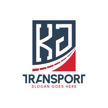 Harf KJ Nakliye Logosu Tasarımı. Modern KJ Kargo, Ulaştırma Şirketi ve Filo İşletmeleri Logosu