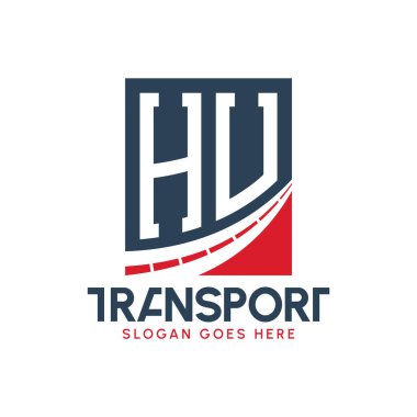 Harf HU Nakliye Logosu Tasarımı. Modern HU Kargo Logosu, Ulaştırma Şirketi ve Filo İşletmeleri