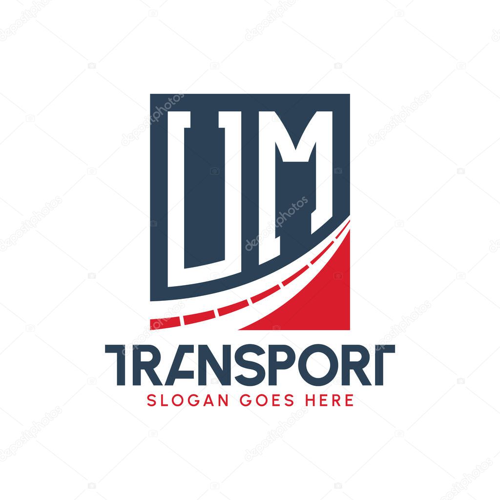 Letter UM Transport Logo Design. Modern UM Road Logo for Delivery, Transport Company and Fleet Business