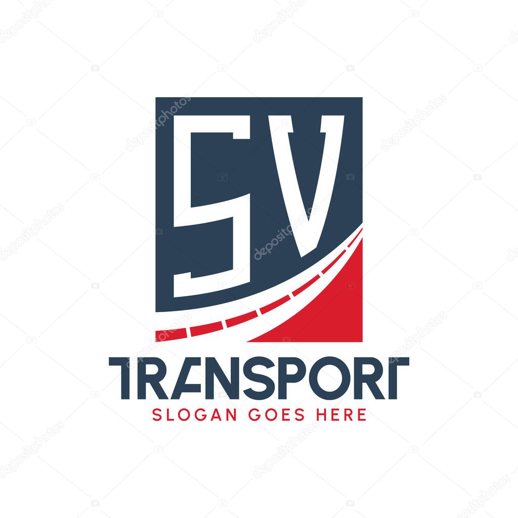 Letter SV Transport Logo Design. Modern SV Road Logo for Delivery, Transport Company and Fleet Business
