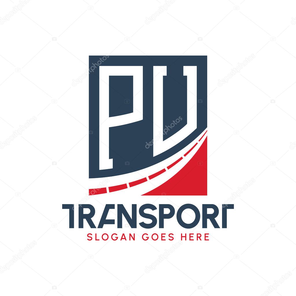 Letter PU Transport Logo Design. Modern PU Road Logo for Delivery, Transport Company and Fleet Business