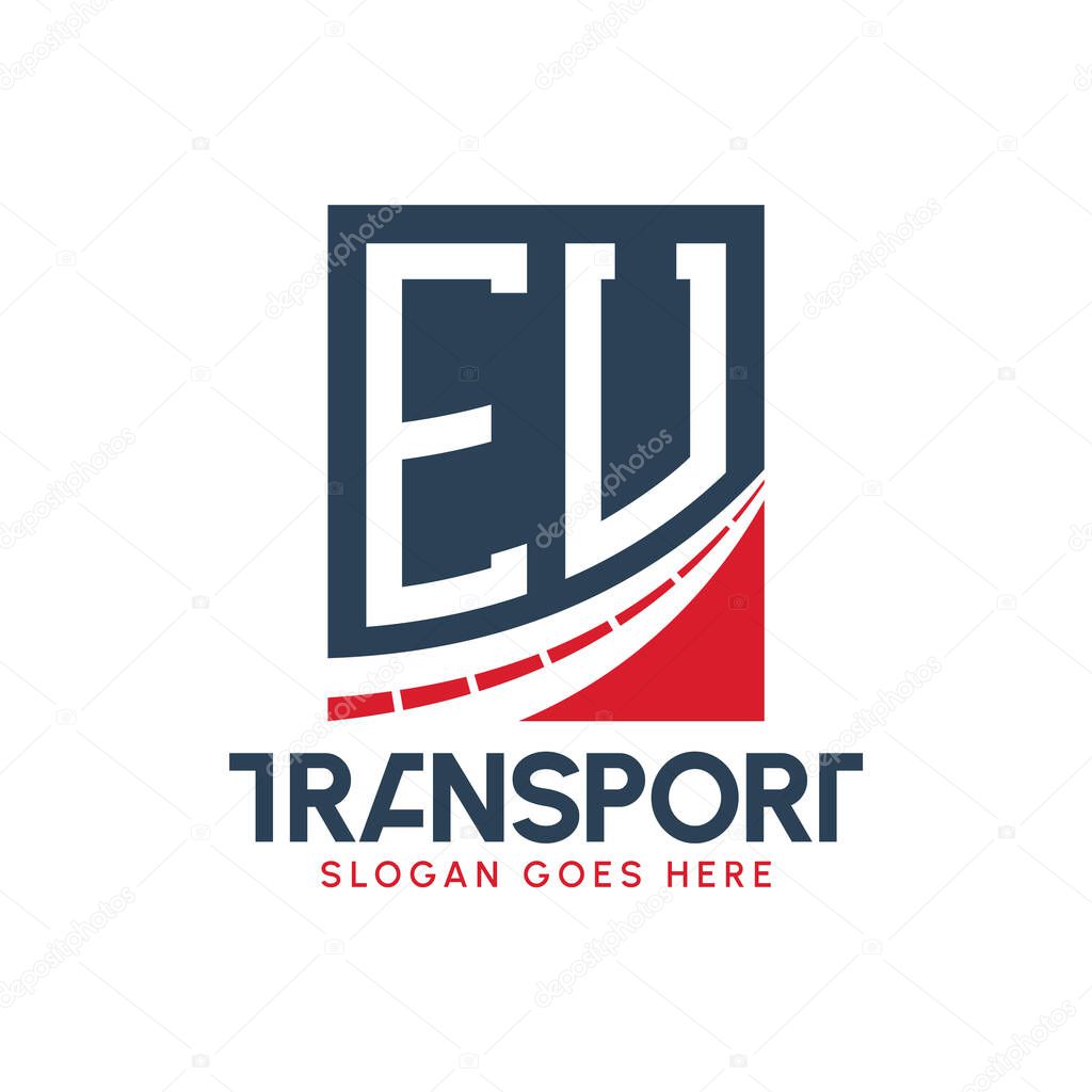 Letter EU Transport Logo Design. Modern EU Road Logo for Delivery, Transport Company and Fleet Business