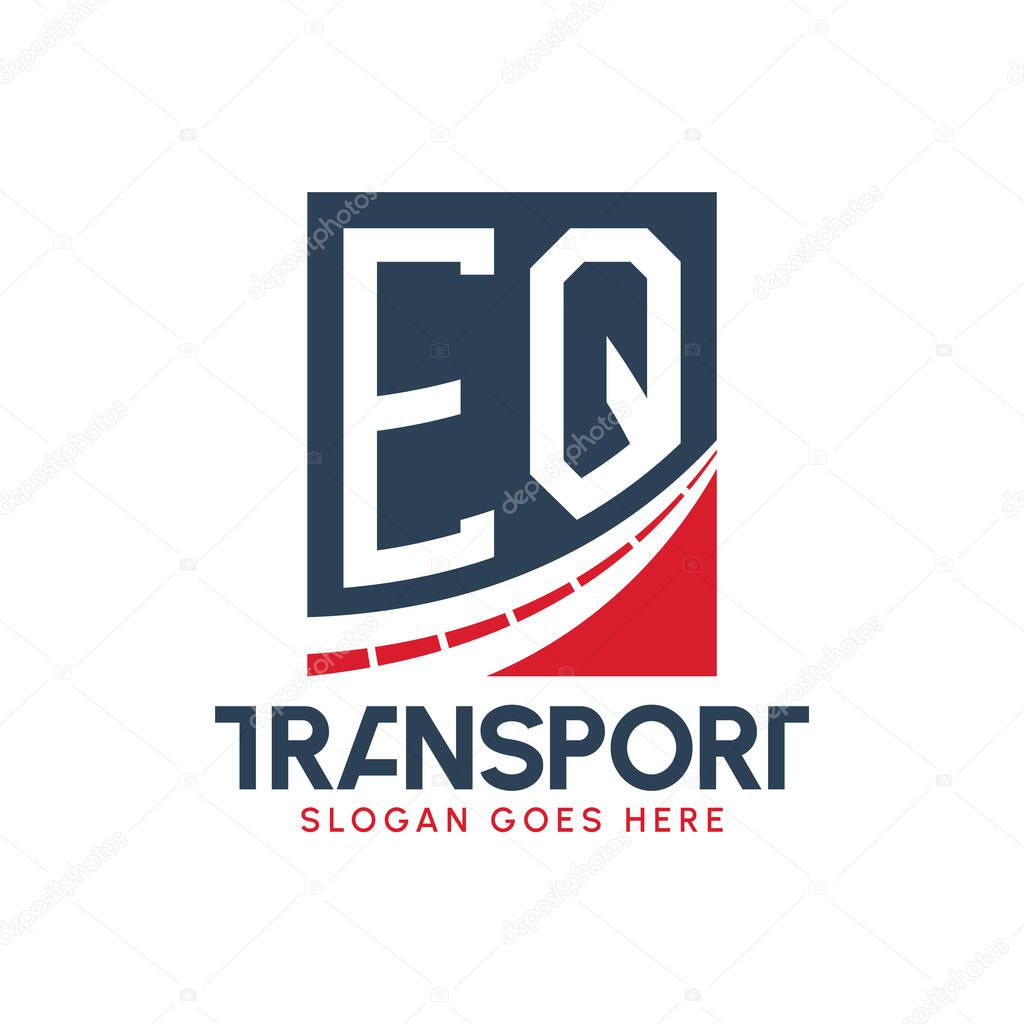Letter EQ Transport Logo Design. Modern EQ Road Logo for Delivery, Transport Company and Fleet Business