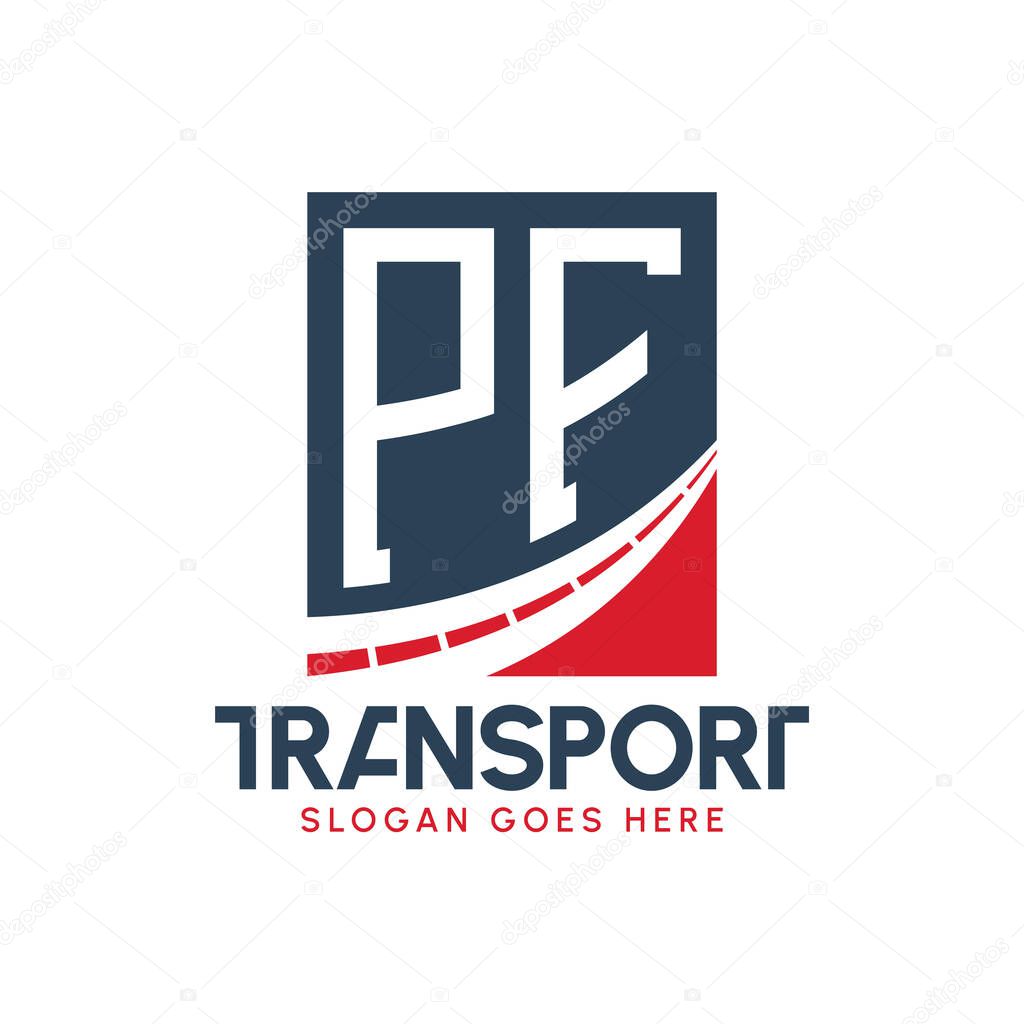 Letter PF Transport Logo Design. Modern PF Road Logo for Delivery, Transport Company and Fleet Business