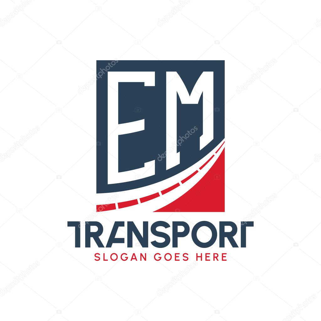 Letter EM Transport Logo Design. Modern EM Road Logo for Delivery, Transport Company and Fleet Business