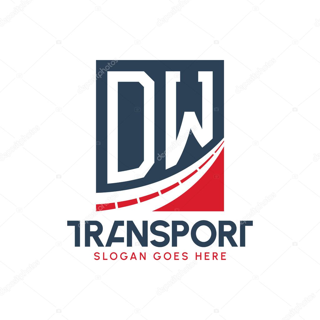 Letter DW Transport Logo Design. Modern DW Road Logo for Delivery, Transport Company and Fleet Business
