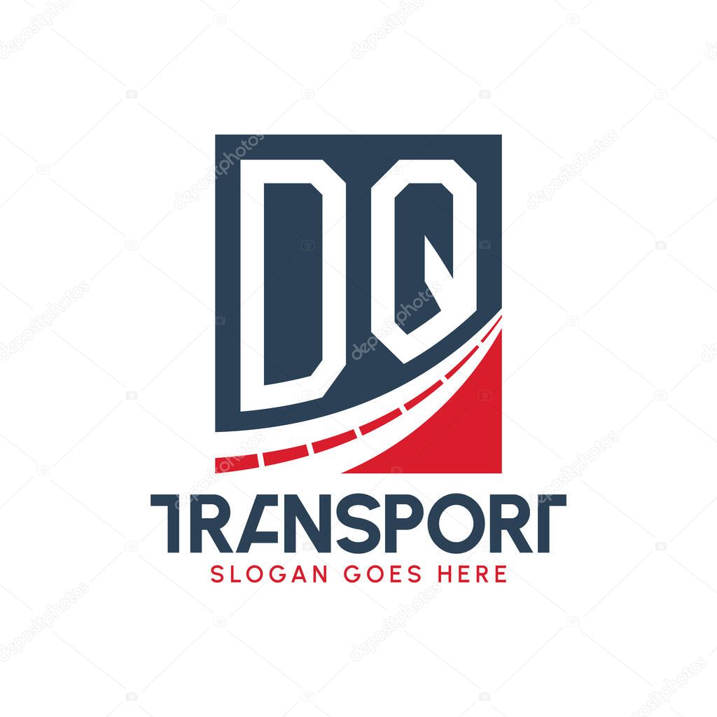 Letter DQ Transport Logo Design. Modern DQ Road Logo for Delivery, Transport Company and Fleet Business