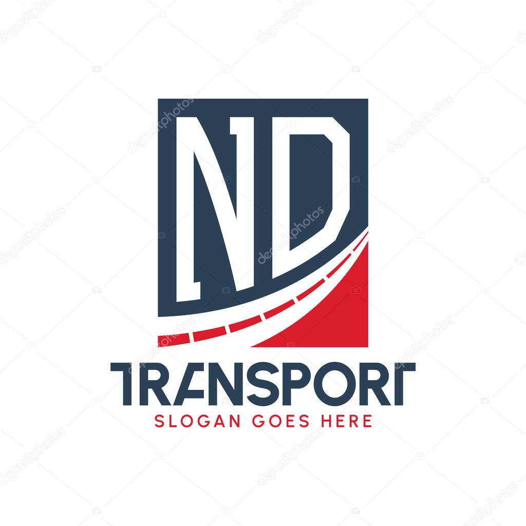 Letter ND Transport Logo Design. Modern ND Road Logo for Delivery, Transport Company and Fleet Business