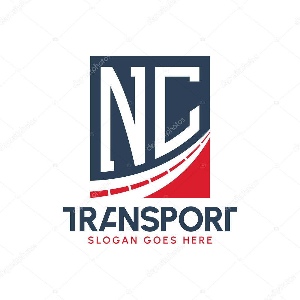 Letter NC Transport Logo Design. Modern NC Road Logo for Delivery, Transport Company and Fleet Business