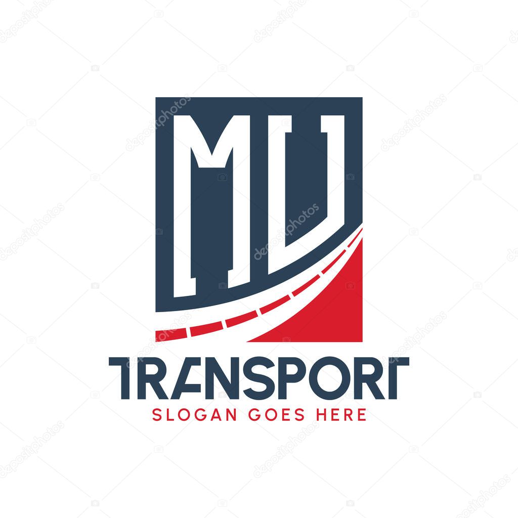 Letter MU Transport Logo Design. Modern MU Road Logo for Delivery, Transport Company and Fleet Business