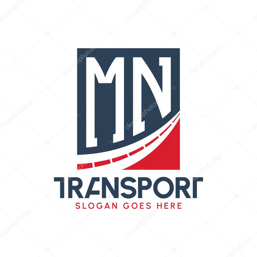 Letter MN Transport Logo Design. Modern MN Road Logo for Delivery, Transport Company and Fleet Business