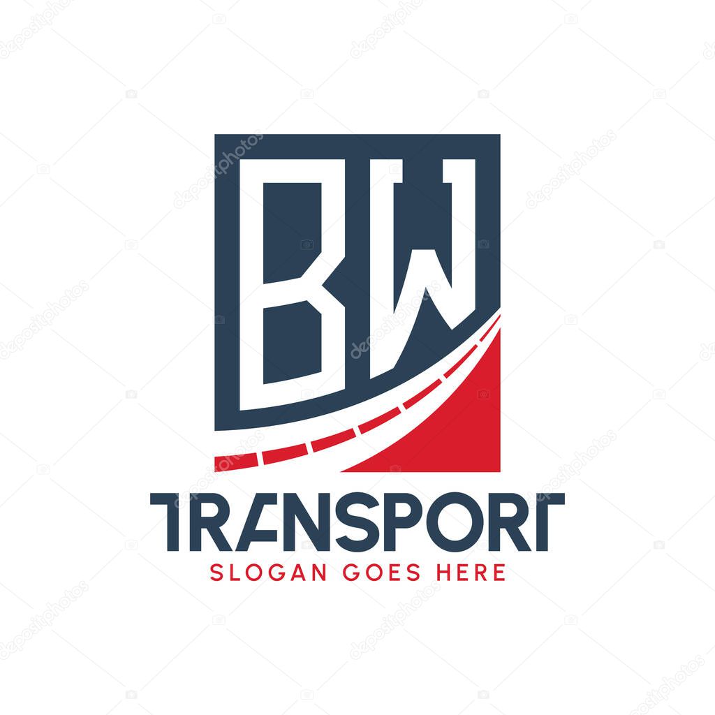 Letter BW Transport Logo Design. Modern BW Road Logo for Delivery, Transport Company and Fleet Business