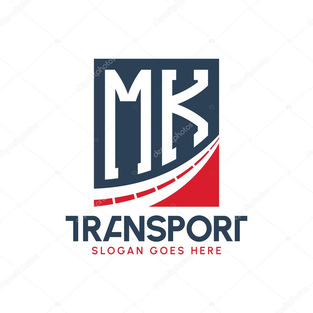 Letter MK Transport Logo Design. Modern MK Road Logo for Delivery, Transport Company and Fleet Business