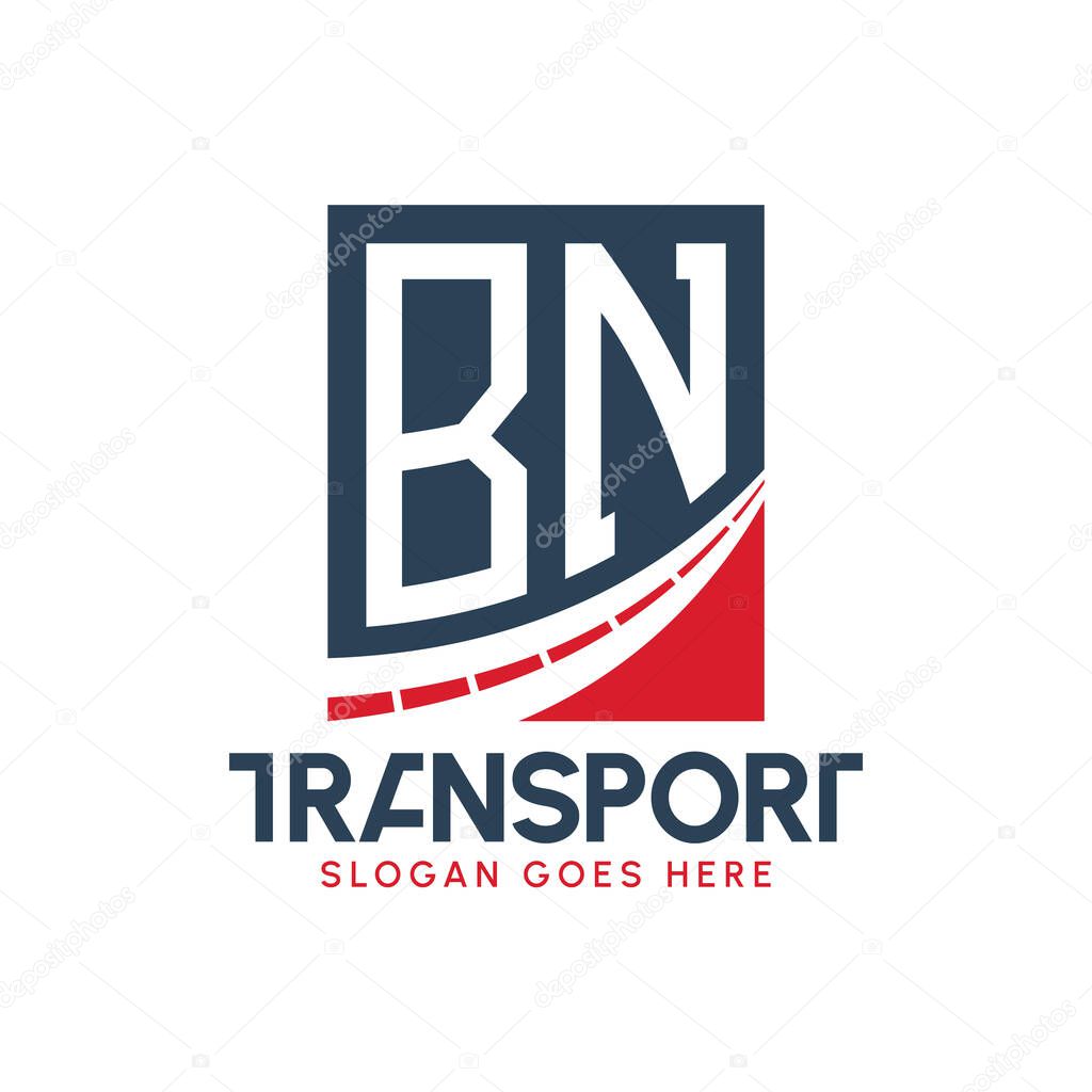 Letter BN Transport Logo Design. Modern BN Road Logo for Delivery, Transport Company and Fleet Business