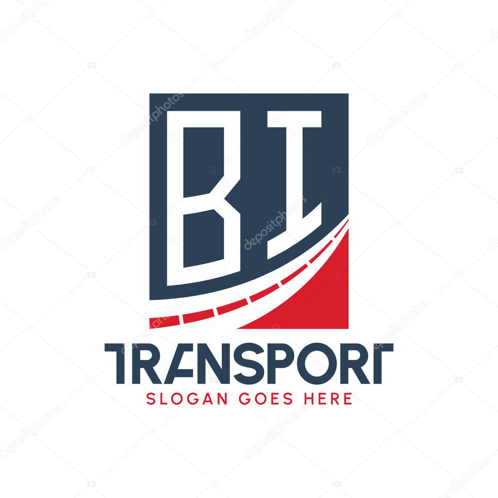 Letter BI Transport Logo Design. Modern BI Road Logo for Delivery, Transport Company and Fleet Business