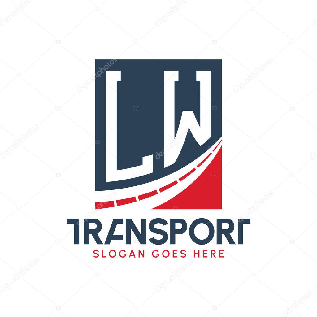 Letter LW Transport Logo Design. Modern LW Road Logo for Delivery, Transport Company and Fleet Business