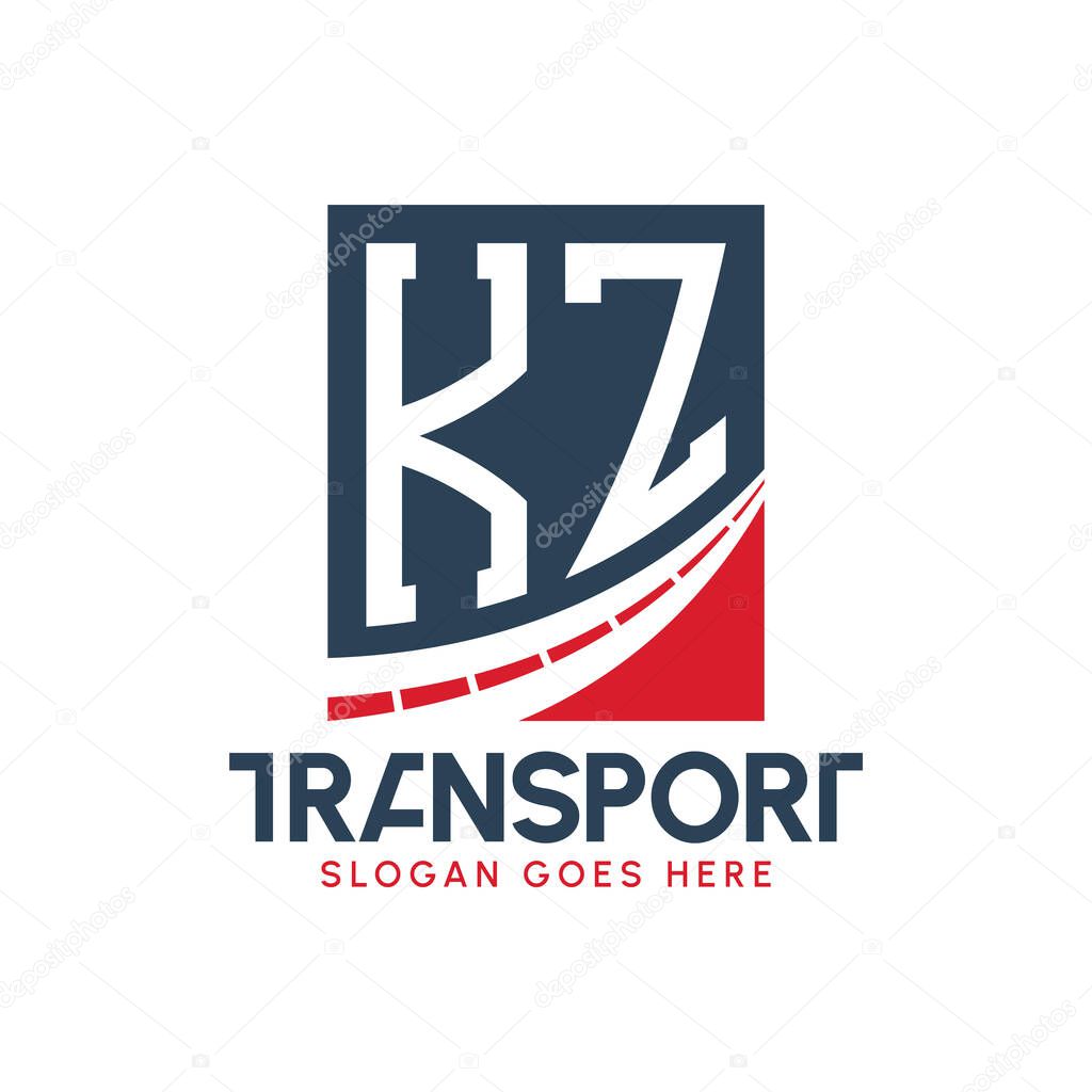 Letter KZ Transport Logo Design. Modern KZ Road Logo for Delivery, Transport Company and Fleet Business