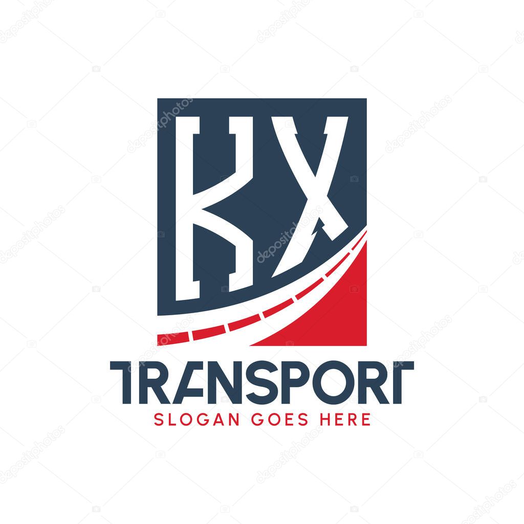 Letter KX Transport Logo Design. Modern KX Road Logo for Delivery, Transport Company and Fleet Business