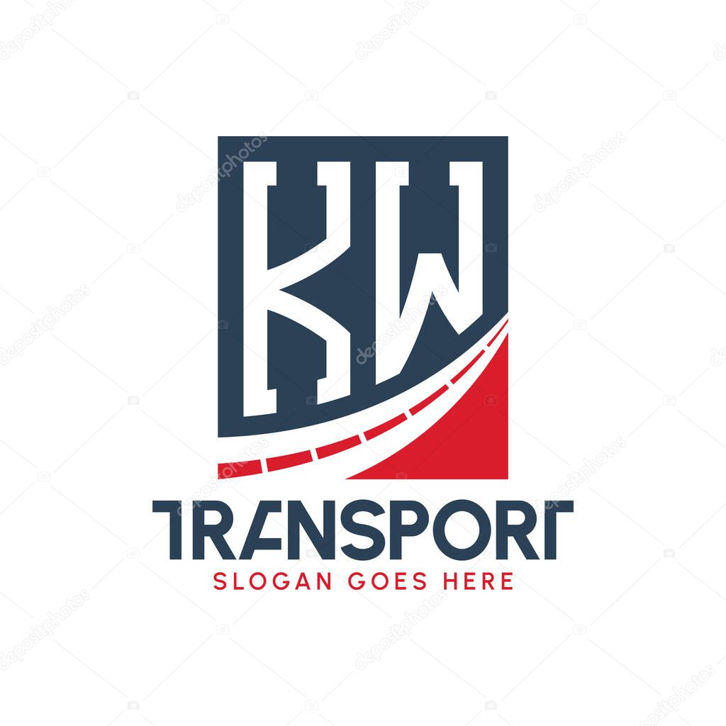 Letter KW Transport Logo Design. Modern KW Road Logo for Delivery, Transport Company and Fleet Business