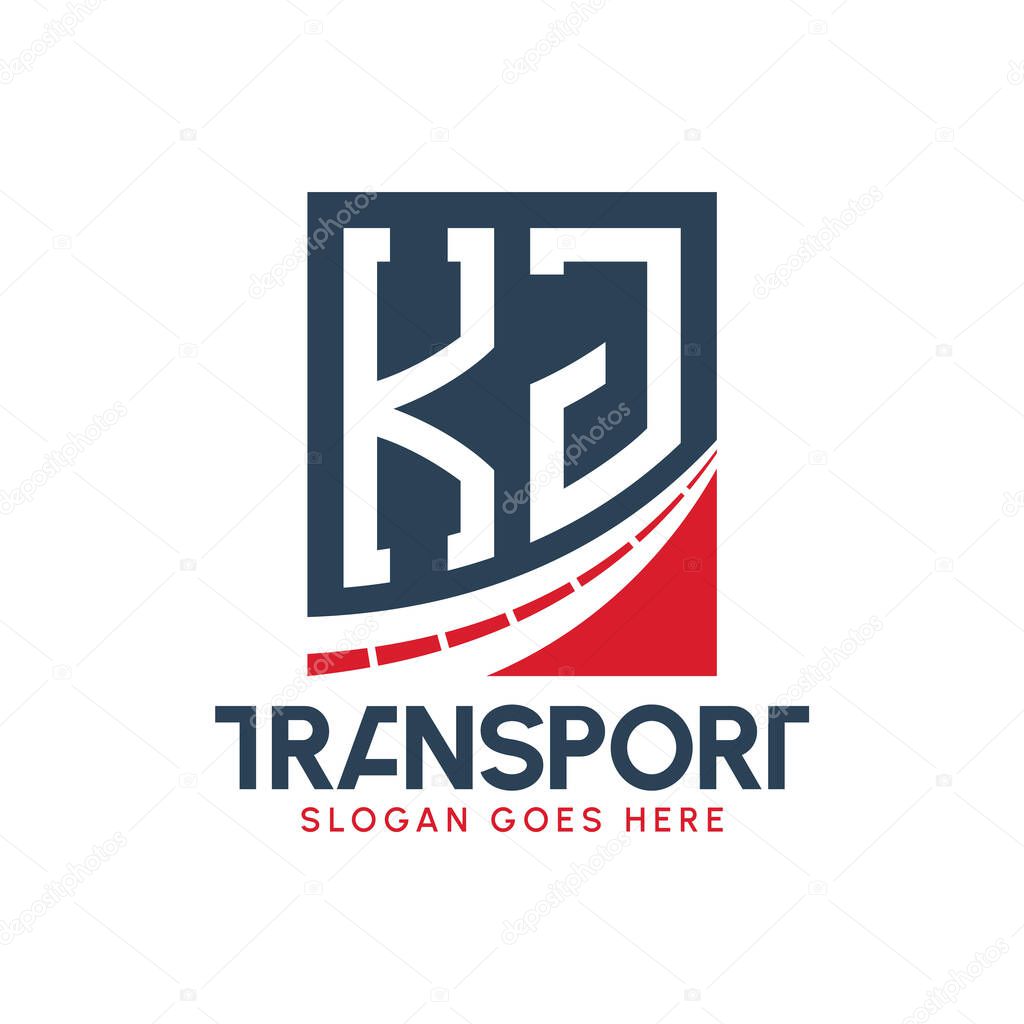 Letter KJ Transport Logo Design. Modern KJ Road Logo for Delivery, Transport Company and Fleet Business