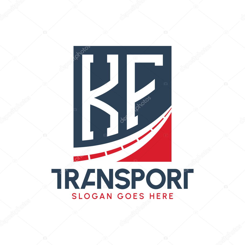 Letter KF Transport Logo Design. Modern KF Road Logo for Delivery, Transport Company and Fleet Business