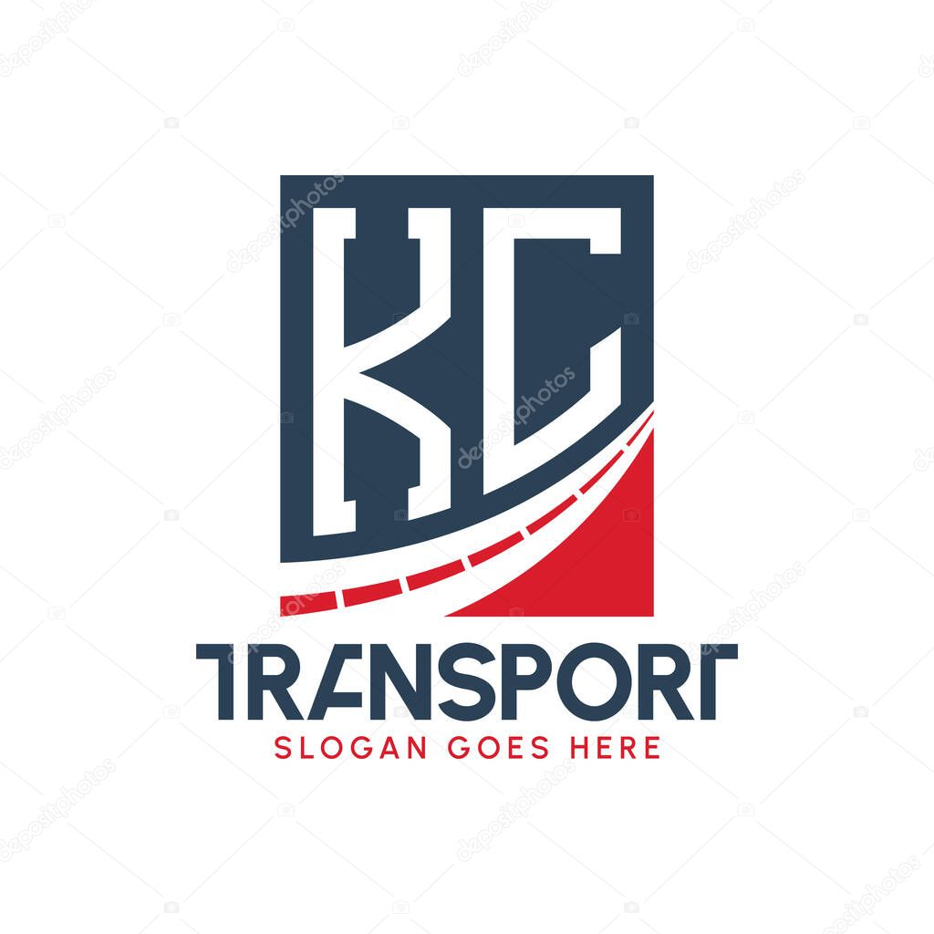 Letter KC Transport Logo Design. Modern KC Road Logo for Delivery, Transport Company and Fleet Business