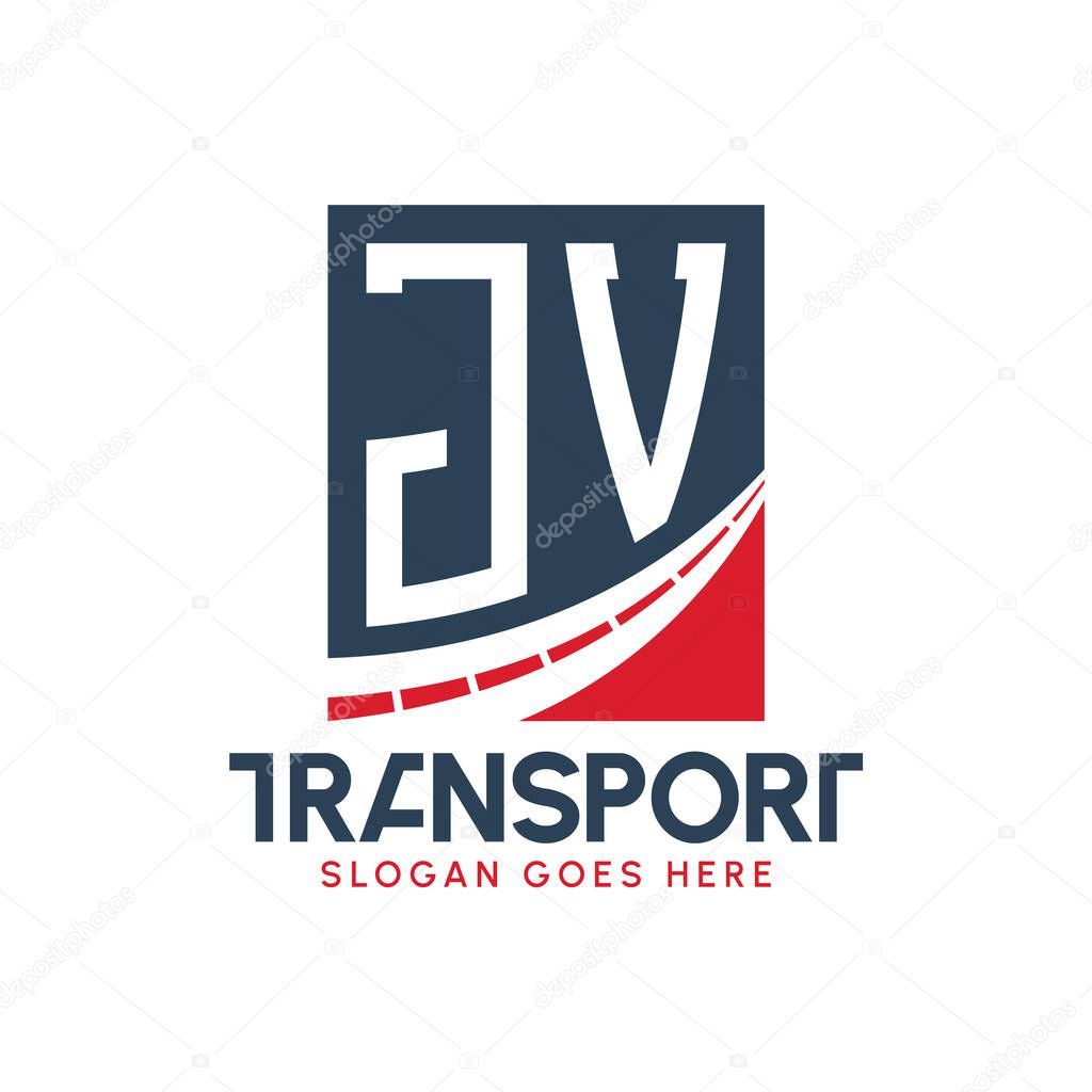 Letter JV Transport Logo Design. Modern JV Road Logo for Delivery, Transport Company and Fleet Business