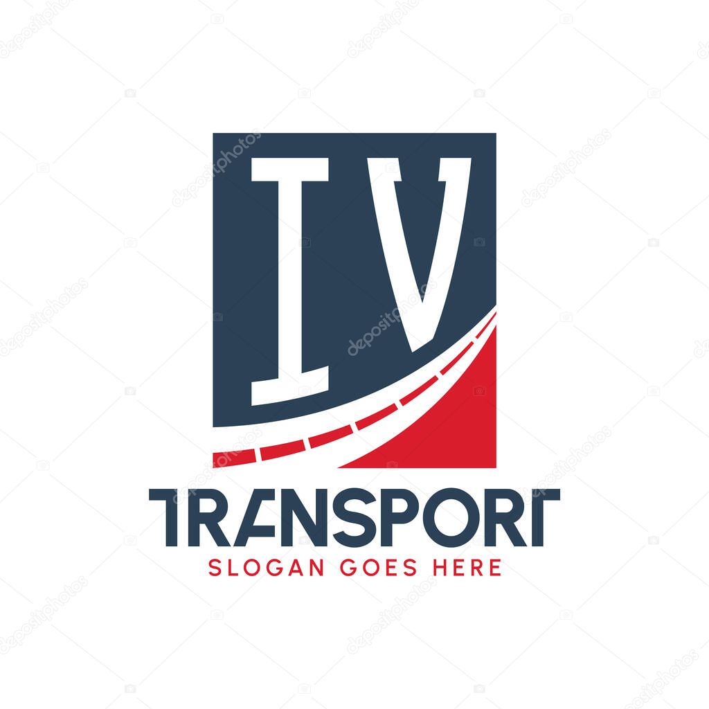 Letter IV Transport Logo Design. Modern IV Road Logo for Delivery, Transport Company and Fleet Business