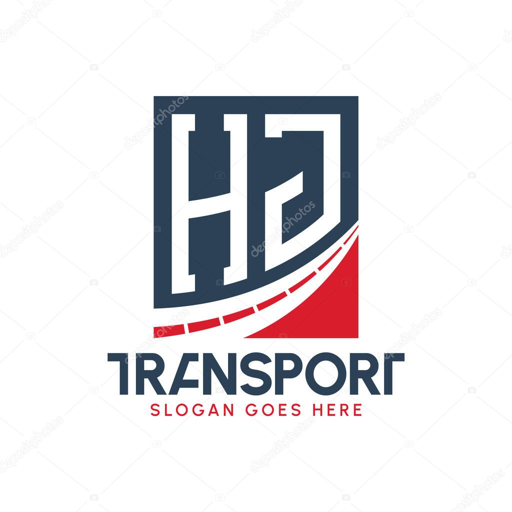 Letter HJ Transport Logo Design. Modern HJ Road Logo for Delivery, Transport Company and Fleet Business
