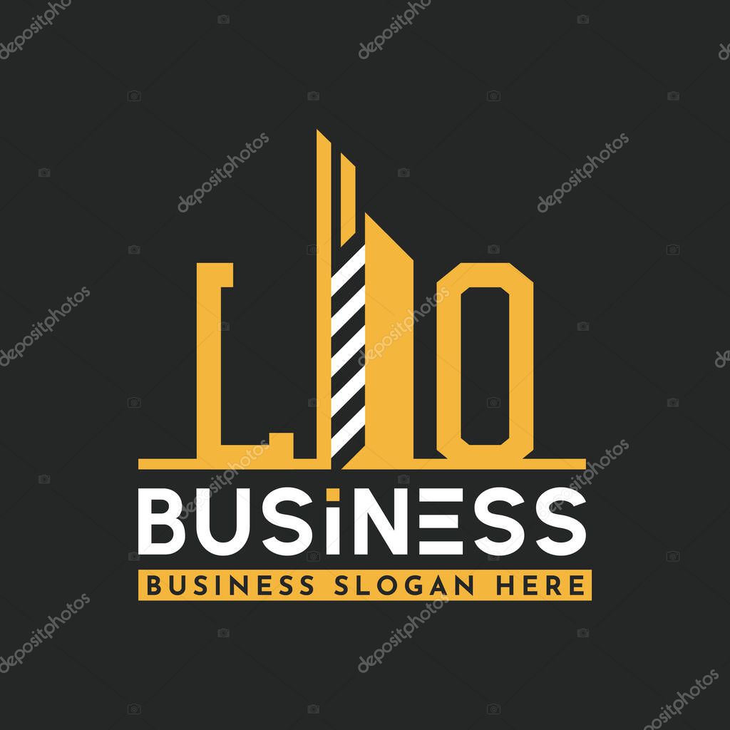 Modern LO Letter Logo Design with Skyscraper Shape. Bold Geometric LO Building Logo for Corporate Business Branding