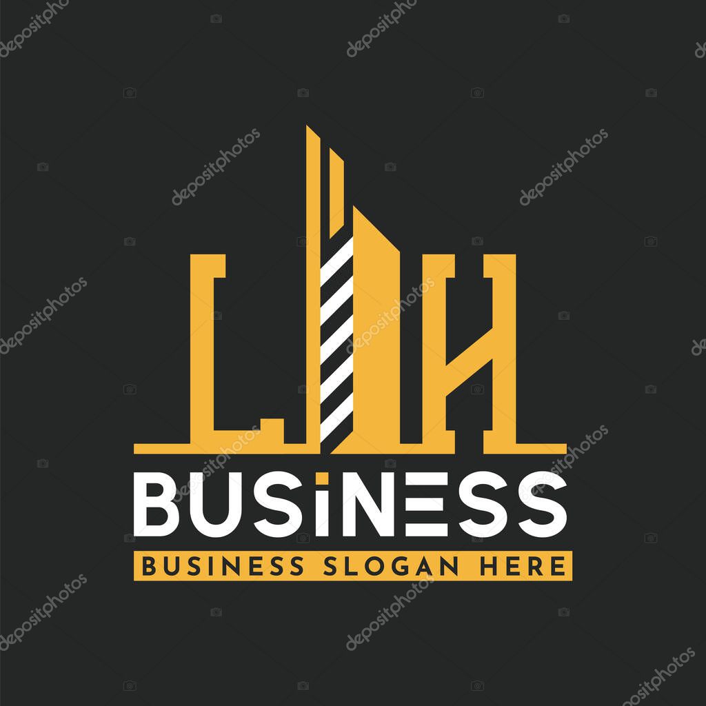Modern LH Letter Logo Design with Skyscraper Shape. Bold Geometric LH Building Logo for Corporate Business Branding
