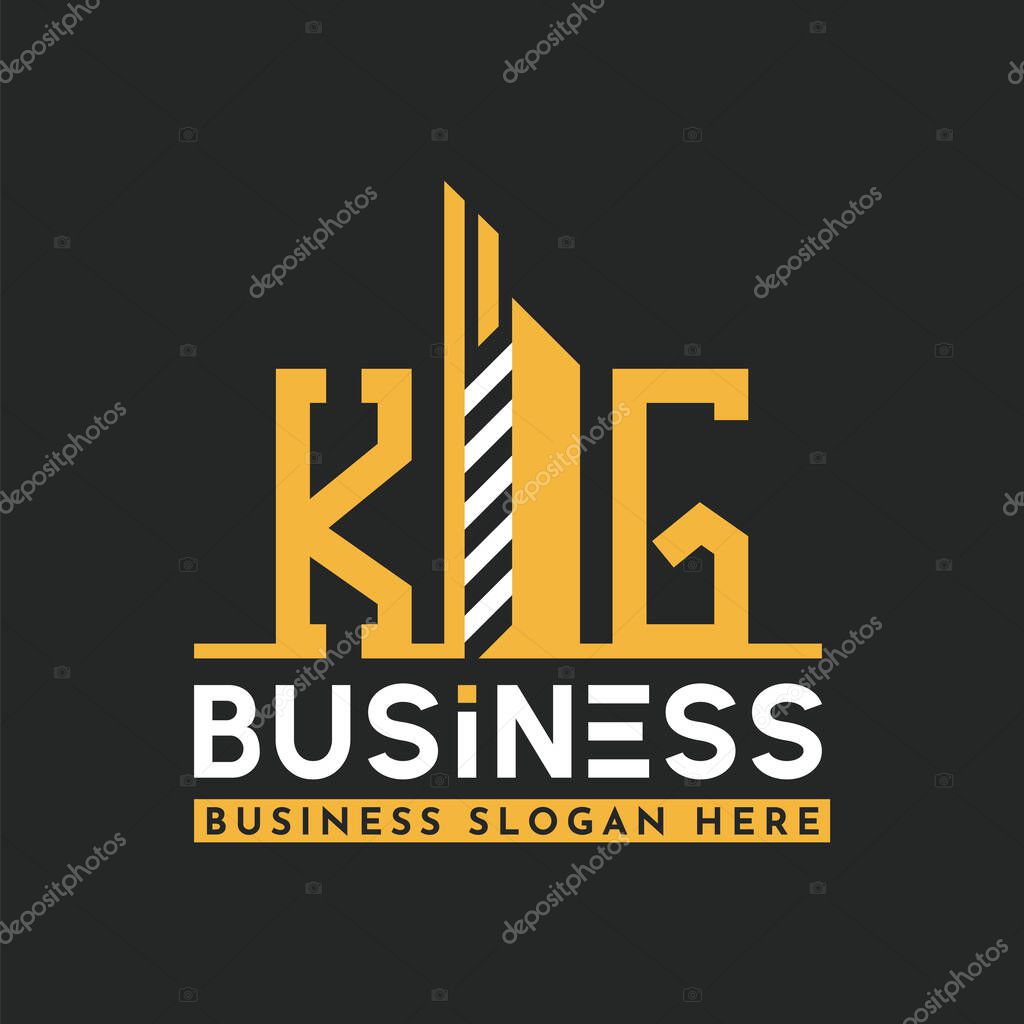 Modern KG Letter Logo Design with Skyscraper Shape. Bold Geometric KG Building Logo for Corporate Business Branding