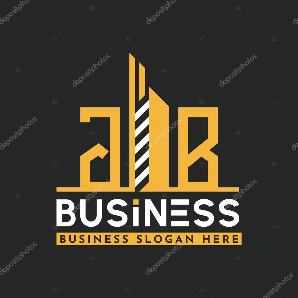 Modern JB Letter Logo Design with Skyscraper Shape. Bold Geometric JB Building Logo for Corporate Business Branding