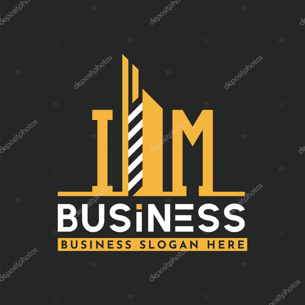 Modern IM Letter Logo Design with Skyscraper Shape. Bold Geometric IM Building Logo for Corporate Business Branding
