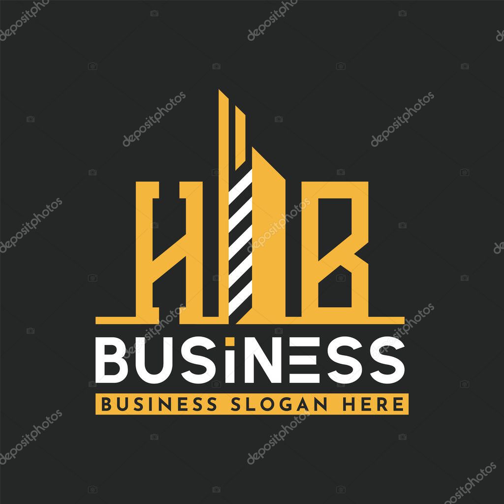 Modern HB Letter Logo Design with Skyscraper Shape. Bold Geometric HB Building Logo for Corporate Business Branding