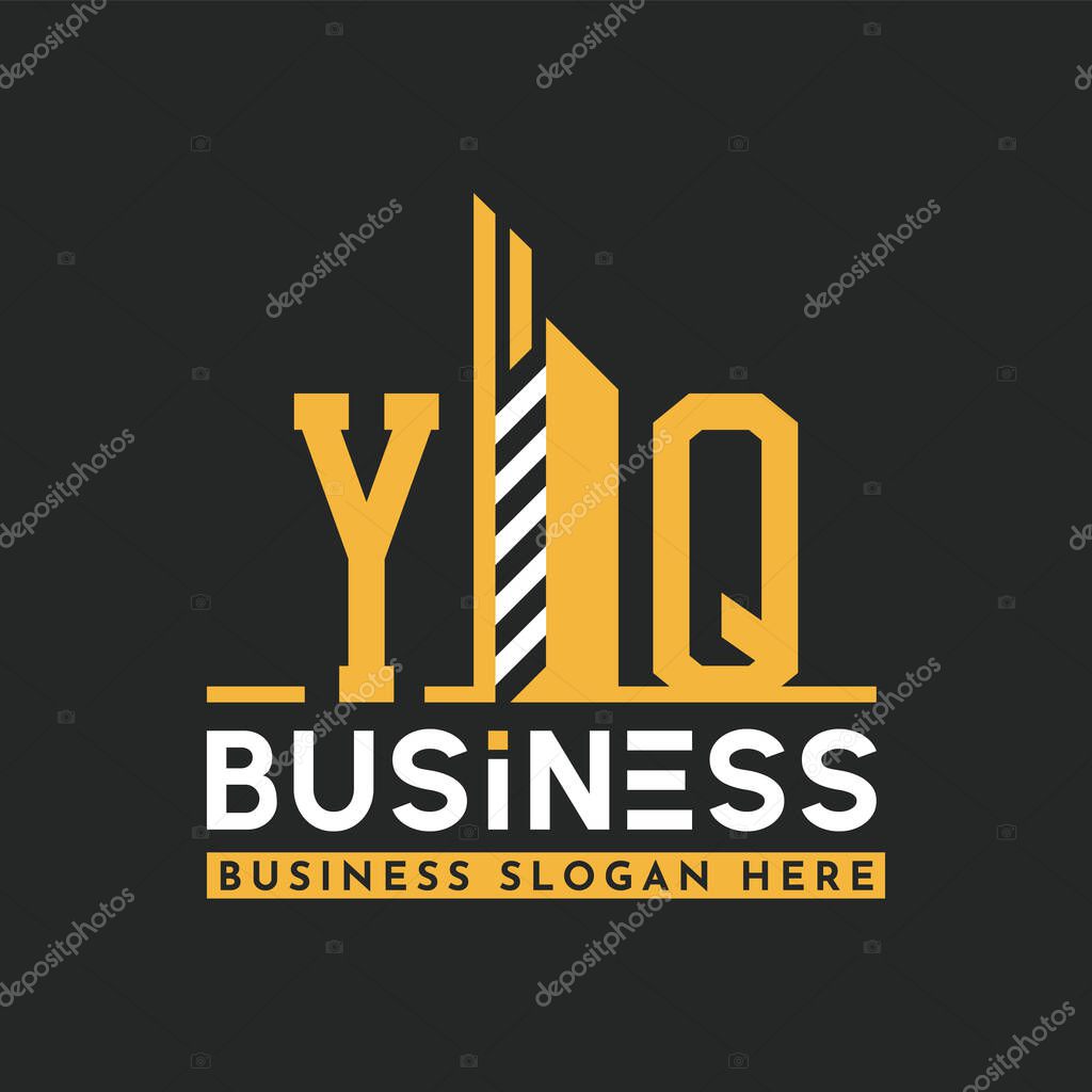 Modern YQ Letter Logo Design with Skyscraper Shape. Bold Geometric YQ Building Logo for Corporate Business Branding