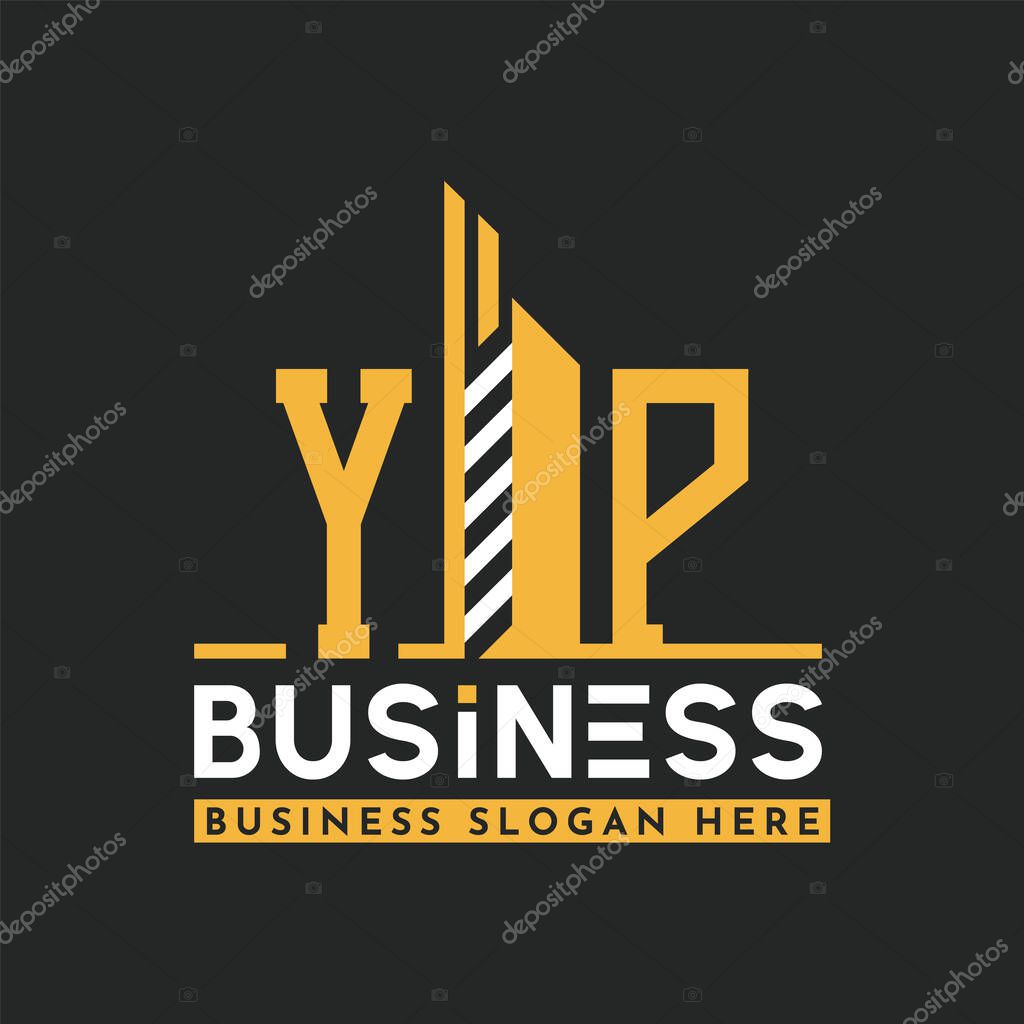 Modern YP Letter Logo Design with Skyscraper Shape. Bold Geometric YP Building Logo for Corporate Business Branding