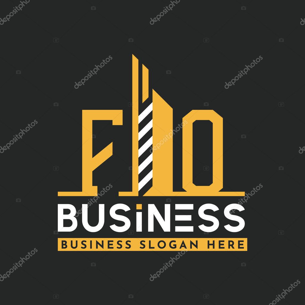 Modern FO Letter Logo Design with Skyscraper Shape. Bold Geometric FO Building Logo for Corporate Business Branding