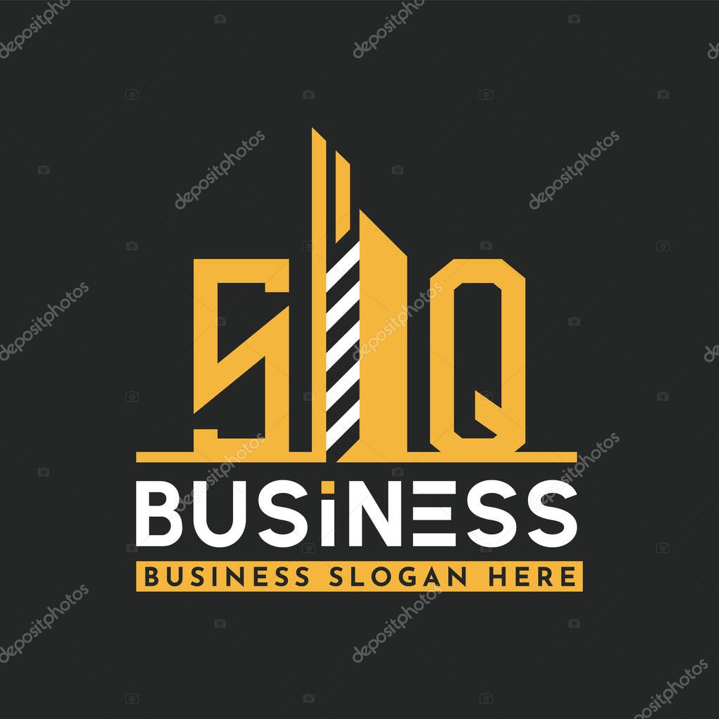 Modern SQ Letter Logo Design with Skyscraper Shape. Bold Geometric SQ Building Logo for Corporate Business Branding