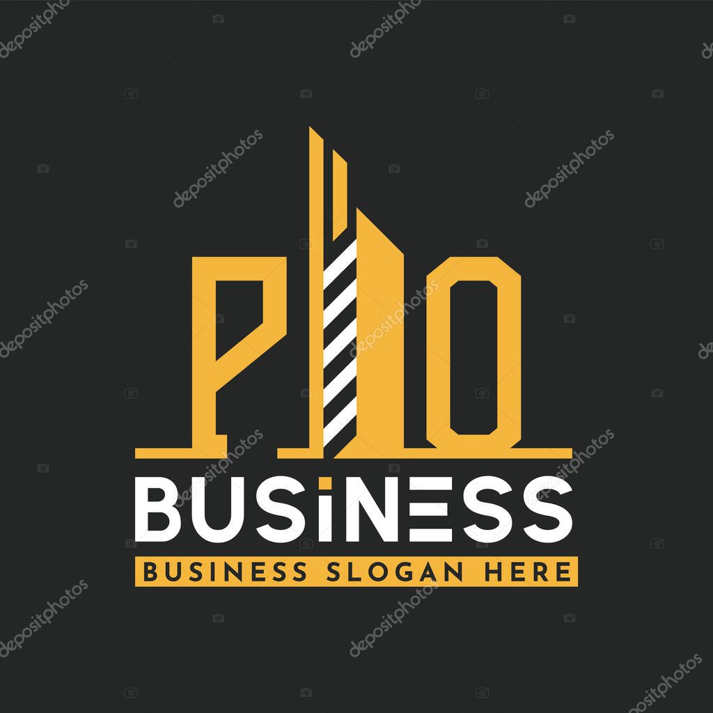 Modern PO Letter Logo Design with Skyscraper Shape. Bold Geometric PO Building Logo for Corporate Business Branding