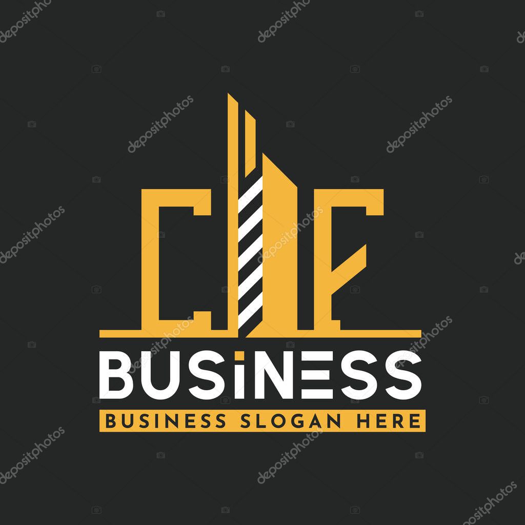 Modern CF Letter Logo Design with Skyscraper Shape. Bold Geometric CF Building Logo for Corporate Business Branding