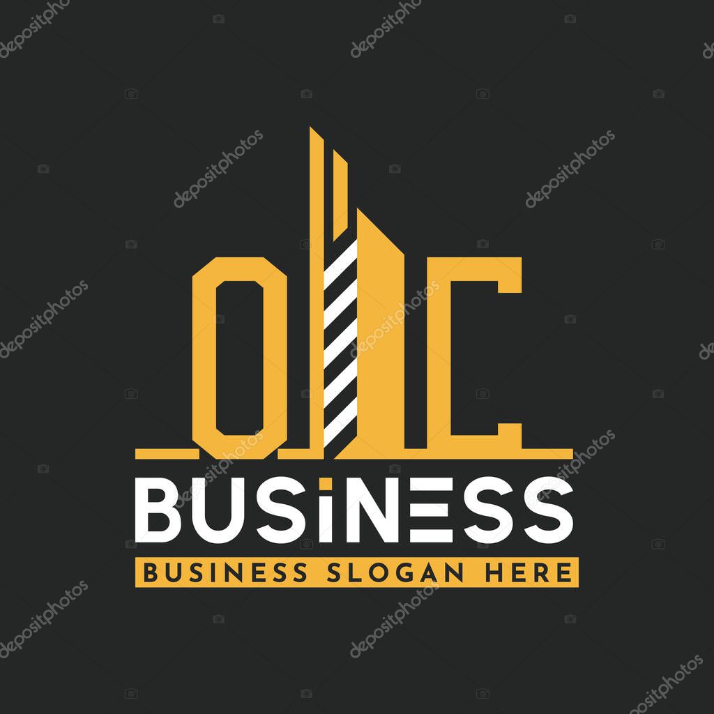 Modern OC Letter Logo Design with Skyscraper Shape. Bold Geometric OC Building Logo for Corporate Business Branding