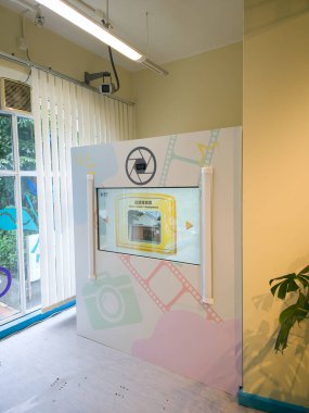 Hong Kong, Çin - 4 Şubat 2024: Sağlık Eğitim Sergisi ve Kaynak Merkezi 'nde öğrenim alanı.