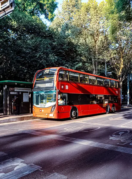  Photo  of a red Double Decker Bus Metrobus line 7, station Gandhi, Reforma Avenue, Mexico City