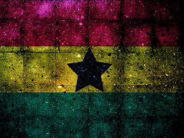 Photo of a wall of granite painted with the flag of Ghana. clipart