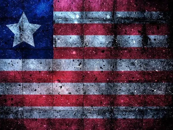 stock image Photo of a wall of granite painted with the flag of Liberia 