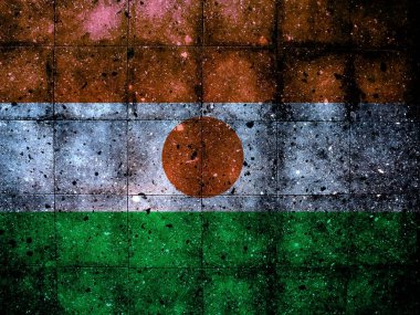 Photo of a wall of granite painted with the flag of Niger or The Niger  or Republic of the Niger. clipart