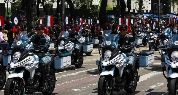 stock image Reconnaissance motorcycle of National Guard in the Civic Military Parade for Independence of Mexico